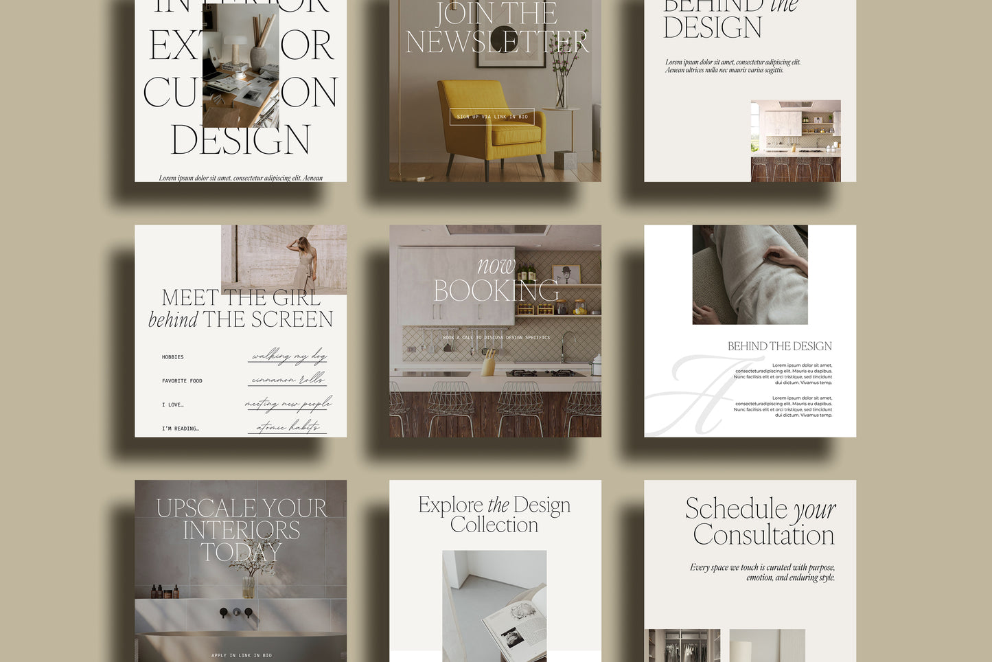collection of canva templates on neutral background