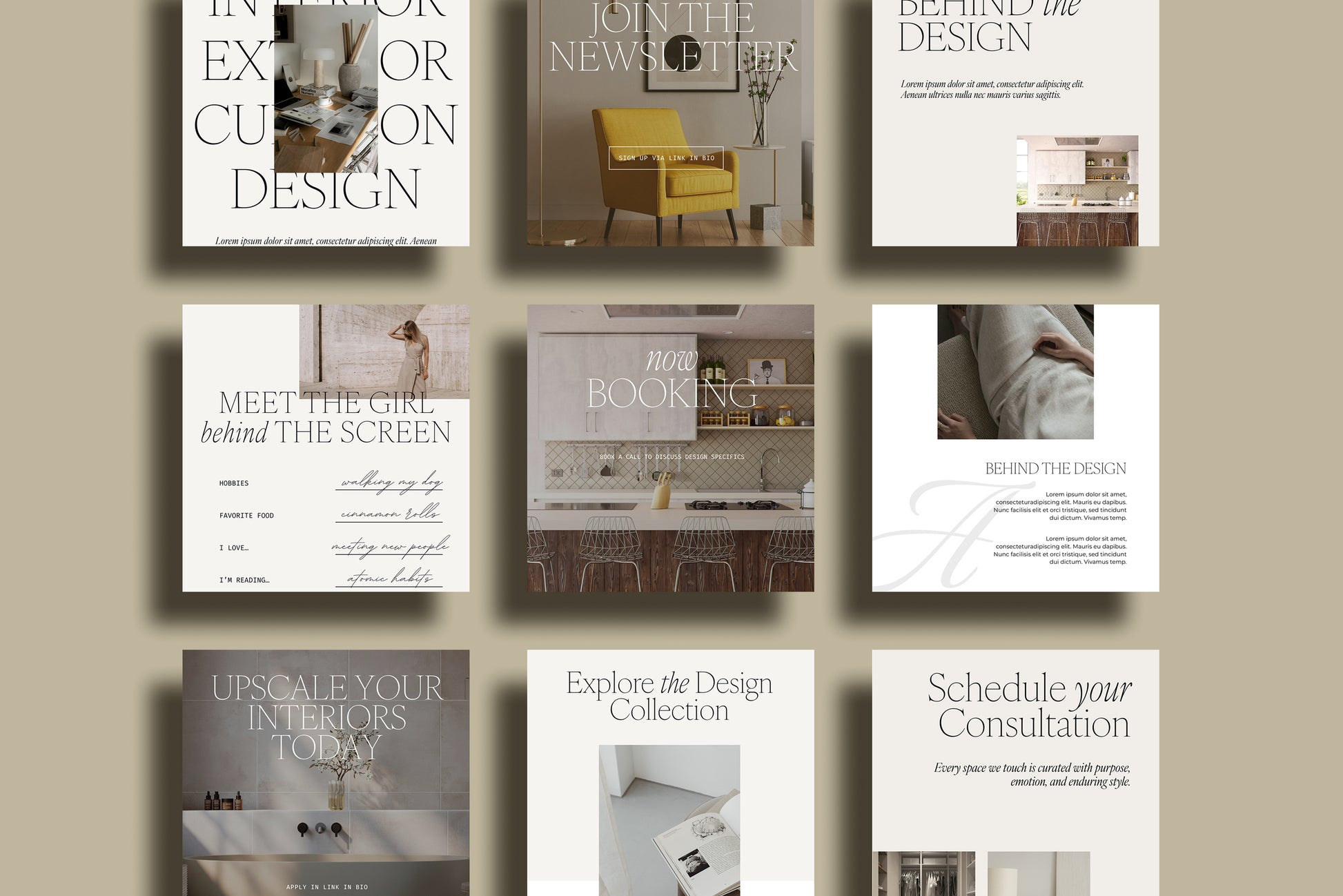 collection of canva templates on neutral background